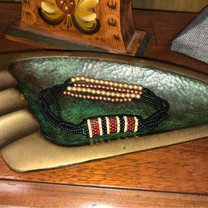 Handmade black and red beaded bracelet